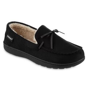Isotoner Men's Black Recycled Moccasin Slippers memory Foam XL 11-12